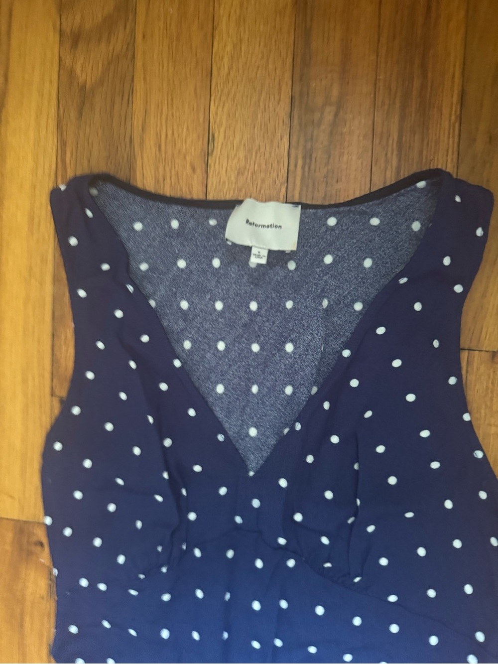 Reformation Calix Mini Dress Navy - Picture 6 of 7